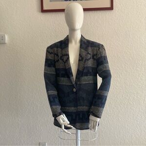 Vintage 90s Stylish Blue Patterned Women's Jacket  
Southwestern Blazer
